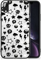 Coque arrière en silicone pour Apple iPhone XR avec bord noir Silver Punk