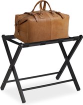 Relaxdays inklapbaar kofferrek - hout - kofferstandaard - bagagerek - standaard bagage - zwart