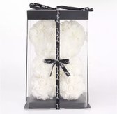 Wedding White Rozen Beer - 25 CM - Inclusief Luxe Giftbox