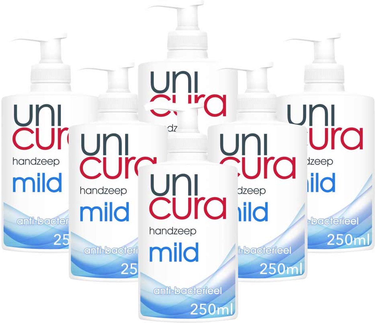 6x Unicura Handzeep Anti Bacterieel Mild 250 ml