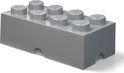 Boîte de rangement LEGO grise et forme de brique 8 tenons.