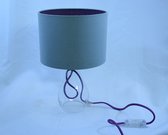 Schemerlamp, glas/grijs/paars, kleine fitting met schakelaar in het snoer, Hoogte 32 cm, Ø 20 cm