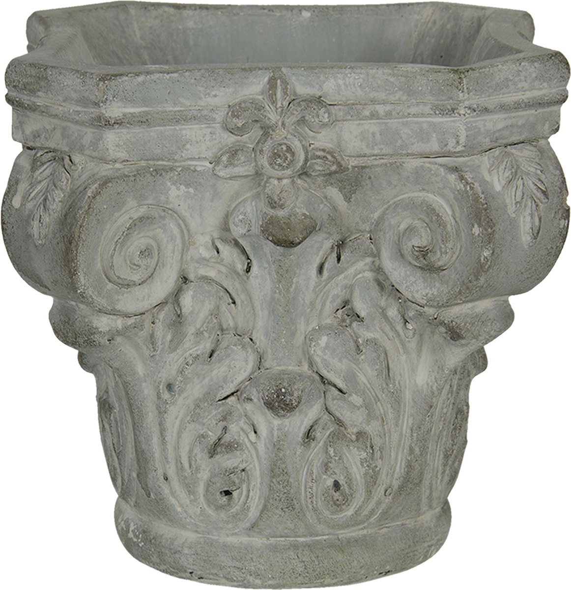 Clayre & Eef Bloempot 17x17x16 cm Grijs Groen Steen
