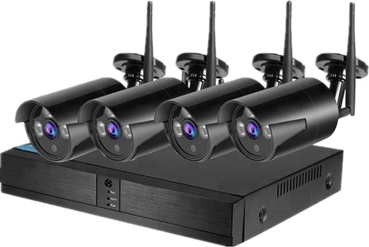 Compleet Camera Beveiliging Set met 4x Wifi IP Camera - Draadloos - + 2TB HDD - Beveiligingscamera voor Buiten - Bewakingscamera -