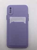 Hoogwaardige TPU back cover - Geschikt voor iPhone X/10 iPhone XS - met vakje voor pasje - Siliconen back cover - Lila