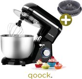 Qoock® | XL Keukenmachine | 5.5L | 1500W | Zwart Metallic | Swiss Pro | + 2 delige Bakvorm set