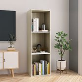 Decoways - Boekenkast/tv-meubel 36x30x114 cm spaanplaat wit en eikenkleur