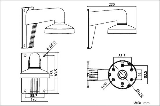 HIKVISION DS-1273ZJ-135 Wandhouder van HI — afbeelding 3