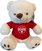 Grote witte knuffel beer Be My Valentine met rood shirtje | Valentijn cadeau vrouw man | Valentijnsdag voor mannen vrouwen | Valentijn cadeautje voor hem haar | knuffelbeer | teddybeer | beer