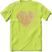 Valentijn Goud Hart T-Shirt | Grappig Valentijnsdag Cadeautje voor Hem en Haar | Dames - Heren - Unisex | Kleding Cadeau | - Groen - S