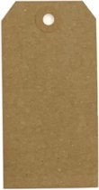 100x kartonnen labels - postzaklabels - cadeaulabels met verstevigingsring 50x100 mm kleur bruin kraft (100% recycled)