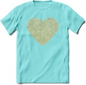 Valentijn Goud Hart T-Shirt | Grappig Valentijnsdag Cadeautje voor Hem en Haar | Dames - Heren - Unisex | Kleding Cadeau | - Licht Blauw - M