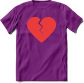 Valentijn Hart T-Shirt | Grappig Valentijnsdag Cadeautje voor Hem en Haar | Dames - Heren - Unisex | Kleding Cadeau | - Paars - S