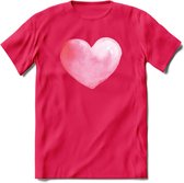 Valentijn Pastel waterverf Hart T-Shirt | Grappig Valentijnsdag Cadeautje voor Hem en Haar | Dames - Heren - Unisex | Kleding Cadeau | - Roze - XXL