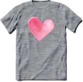 Valentijn Pastel waterverf Hart T-Shirt | Grappig Valentijnsdag Cadeautje voor Hem en Haar | Dames - Heren - Unisex | Kleding Cadeau | - Donker Grijs - Gemaleerd - 3XL