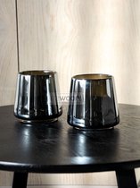 Tasman - Vaas - Vaasje - Waxinelicht - Zwart - Metalic - 10.5x11cm