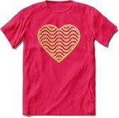Valentijn Goud Hart T-Shirt | Grappig Valentijnsdag Cadeautje voor Hem en Haar | Dames - Heren - Unisex | Kleding Cadeau | - Roze - S