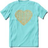 Valentijn Goud Hart T-Shirt | Grappig Valentijnsdag Cadeautje voor Hem en Haar | Dames - Heren - Unisex | Kleding Cadeau | - Licht Blauw - M