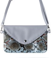 Schoudertas - Crossbody tas - slangenprint - Grijs/blauw