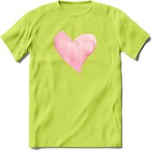 Valentijn Pastel waterverf Hart T-Shirt | Grappig Valentijnsdag Cadeautje voor Hem en Haar | Dames - Heren - Unisex | Kleding Cadeau | - Groen - M