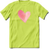 Valentijn Pastel waterverf Hart T-Shirt | Grappig Valentijnsdag Cadeautje voor Hem en Haar | Dames - Heren - Unisex | Kleding Cadeau | - Groen - S