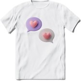 Valentijn Hart chat T-Shirt | Grappig Valentijnsdag Cadeautje voor Hem en Haar | Dames - Heren - Unisex | Kleding Cadeau | - Wit - M