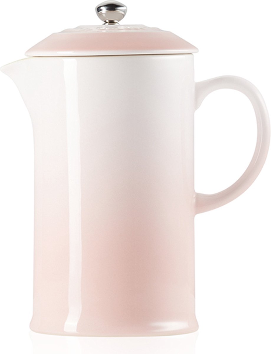 Le Creuset Aardewerken koffiepot met pers Shell Pink 22cm 0,8l