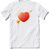 Valentijn Hart T-Shirt | Grappig Valentijnsdag Cadeautje voor Hem en Haar | Dames - Heren - Unisex | Kleding Cadeau | - Wit - S