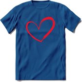 Valentijn Hart T-Shirt | Grappig Valentijnsdag Cadeautje voor Hem en Haar | Dames - Heren - Unisex | Kleding Cadeau | - Donker Blauw - XXL