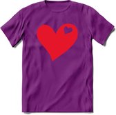 Valentijn Hart T-Shirt | Grappig Valentijnsdag Cadeautje voor Hem en Haar | Dames - Heren - Unisex | Kleding Cadeau | - Paars - M