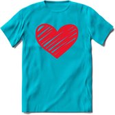 Valentijn Hart T-Shirt | Grappig Valentijnsdag Cadeautje voor Hem en Haar | Dames - Heren - Unisex | Kleding Cadeau | - Blauw - M