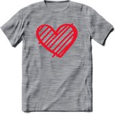 Valentijn Hart T-Shirt | Grappig Valentijnsdag Cadeautje voor Hem en Haar | Dames - Heren - Unisex | Kleding Cadeau | - Donker Grijs - Gemaleerd - L