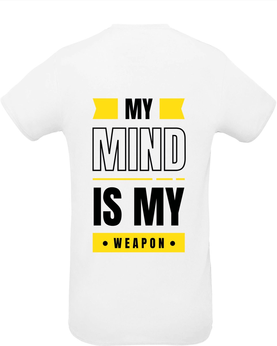 Huurdies Sportshirt | My mind is my weapon | maat S | Bedrukkingskleur geel| shirt geel