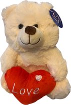 Wit beertje Love met rood hartje | Valentijn cadeau vrouw man | Valentijnsdag voor mannen vrouwen | Valentijn cadeautje voor hem haar | knuffel beer | knuffelbeer | teddybeer