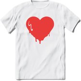 Valentijn Hart T-Shirt | Grappig Valentijnsdag Cadeautje voor Hem en Haar | Dames - Heren - Unisex | Kleding Cadeau | - Wit - L