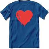 Valentijn Hart T-Shirt | Grappig Valentijnsdag Cadeautje voor Hem en Haar | Dames - Heren - Unisex | Kleding Cadeau | - Donker Blauw - S