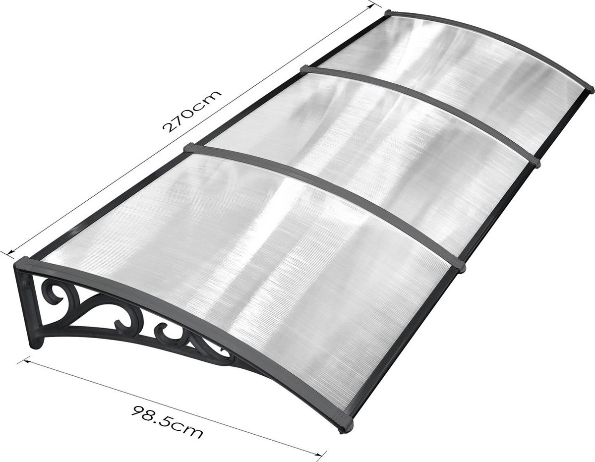 Beautiful Life ®️ Zonnescherm - Zonneluifel - Metaal & Transparant - 270 x 98.5cm - Zwart