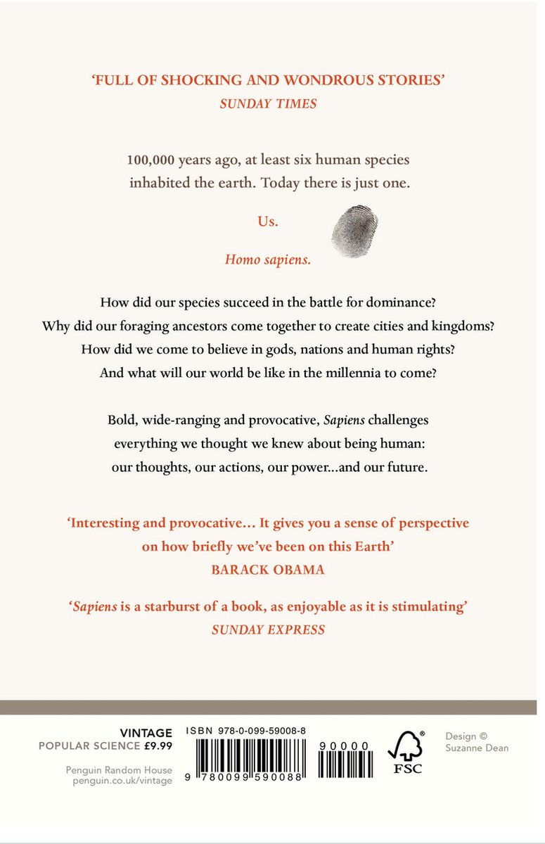 Sapiens : A Brief History of Humankind by Yuval Noah Harari - back cover