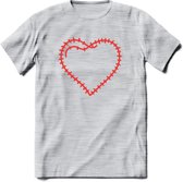 Valentijn Hart T-Shirt | Grappig Valentijnsdag Cadeautje voor Hem en Haar | Dames - Heren - Unisex | Kleding Cadeau | - Licht Grijs - Gemaleerd - S