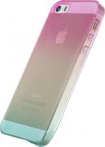 Apple iPhone 5 Hoesje - Xccess - Thin Serie - TPU Backcover - Blauw / Roze - Hoesje Geschikt Voor Apple iPhone 5