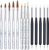 YUBBI™ 13- delige Nail Art Set - Nagellak Acryl Penselen - Fineliner Penseel - Dotting Tools - Siliconen Nail Art Penselen