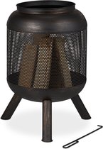 Relaxdays Fire Pit antique - conception de maille de baril de feu - jardin de bol de feu - tisonnier - grille de feu