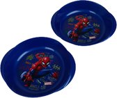 MARVEL Spider Man kinderservies bordjes - Blauw / Multicolor - Kunststof - ø 16 cm - Set van 2 - Servies - Kinderservies - Bordje - Eten - Marvel - Cadeau