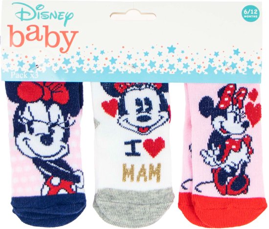 3 paar Baby - Sokjes - maat 6/12 Maanden - Minnie Mouse - Disney