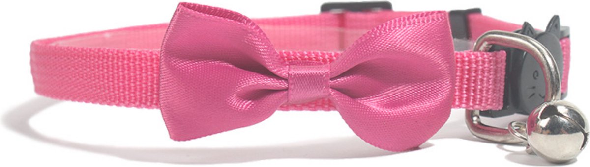 Bol.com Kattenhalsband met strikje en belletje - Verstelbaar - 19 / 32 cm - Kattenbandje - Halsband kat - Cat - Kitten - Katten ... aanbieding