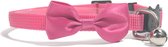 Kattenhalsband met strikje en belletje - Verstelbaar - 19 / 32 cm - Kattenbandje - Halsband kat - Cat - Kitten - Katten halsband - Donker roze