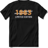 1963 Limited Edition T-Shirt | Goud - Zilver | Grappig Verjaardag en Feest Cadeau Shirt | Dames - Heren - Unisex | Tshirt Kleding Kado | - Zwart - 3XL