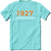 1927 Limited Edition T-Shirt | Goud - Zilver | Grappig Verjaardag en Feest Cadeau Shirt | Dames - Heren - Unisex | Tshirt Kleding Kado | - Licht Blauw - S