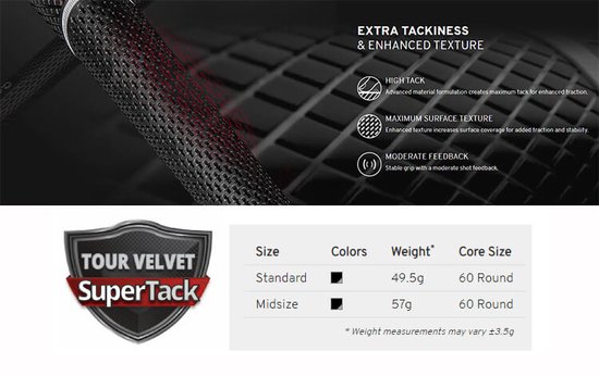 GolfPride Tour Velvet Super Tack MIDSIZE Grip - Zwart Wit van GolfPride — afbeelding 2