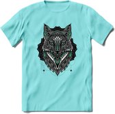 Vos - Dieren Mandala T-Shirt | Aqua | Grappig Verjaardag Zentangle Dierenkop Cadeau Shirt | Dames - Heren - Unisex | Wildlife Tshirt Kleding Kado | - Licht Blauw - L